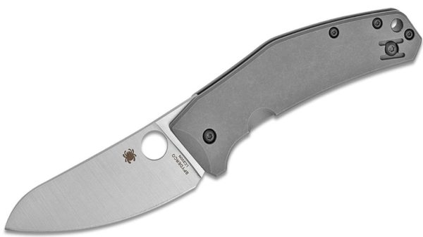 Spydie Chef  Folding Knife 3.32" LC200 N Satin Plain Blade, Gray Titanium Handle, Frame Lock C211TIP