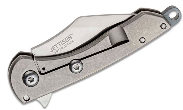 Jettison Compact Flipper 2.028" Wharncliffe Blade, Stonewashed Titanium Handle 6120 - Image 3