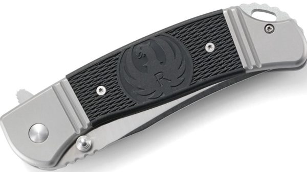 Ruger Hollow-Point Flipper Knife 3.614" Satin Clip Point Blade, Stainless Steel Handle with Plastic Inserts, Frame Lock R2301 - Image 3