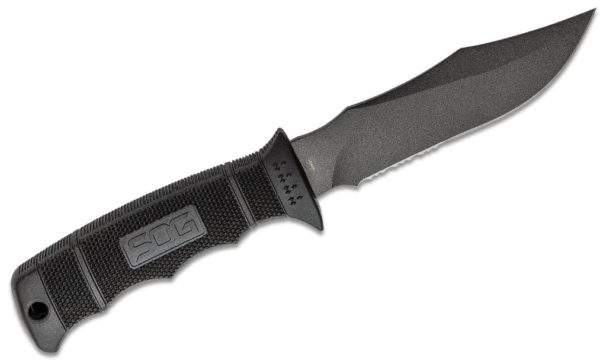 SEAL Pup Fixed 4.75" Powder Coated Combo Blade, GRN Handle, Kydex Sheath M37K - Image 2