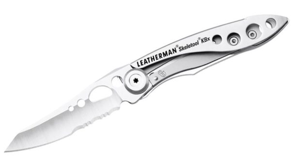 Skeletool KBX Folding Knife 2.6" Combo Blade, Stainless Steel Handle, Frame Lock 832382