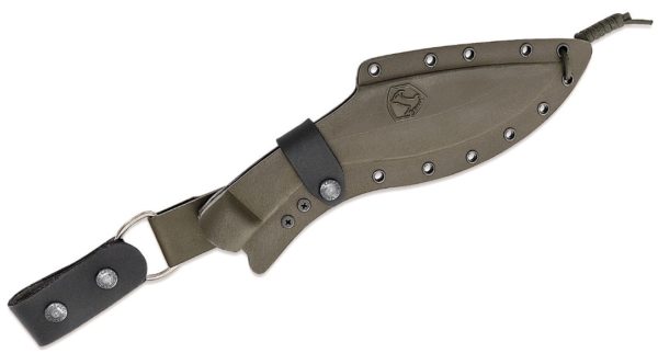 K-Tact Kukri Knife Fixed 10" Carbon Steel Blade, Army Green Micarta Handle, Kydex Sheath CTK1812-10 - Image 4