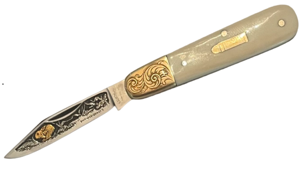 A. G. Russell Folding Knife with Rabbit Picture on a Blade  CM-4