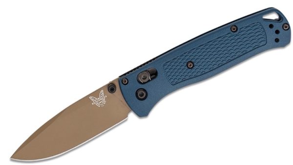 Bugout AXIS Folding Knife 3.24" S30V Flat Dark Earth Cerakote Plain Blade, Crater Blue Grivory Handle 535FE-05