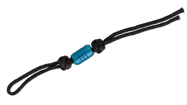 Black Paracord Lanyard with Sapphire Blue PVD Steel Bead, 4.75" Overall 103488F