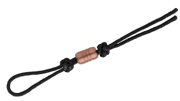 Black Paracord Lanyard with Rose Gold PVD Steel Bead, 4.75" Overall 103489F