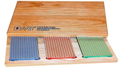 Deluxe Diamond Knife Sharpening Kit with Hard Wood Box, Set of 3 Diamond Sharpening Stones, 6-Inch W6EFC