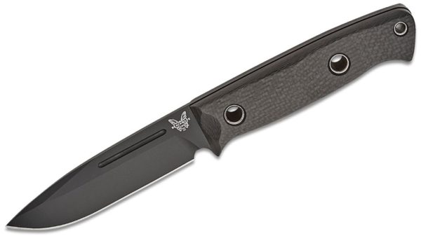 Bushcrafter Fixed Blade Knife 4.38" CPM-CruWear Black Drop Point Blade, Carbon Fiber Handle with Red Spacers, Injection Molded Sheath 163BK