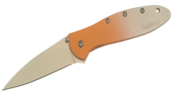 Leek Folding Knife Creamsicle MagnaCut Blade Steel, Orange and White Cerakote Handle 1660CS