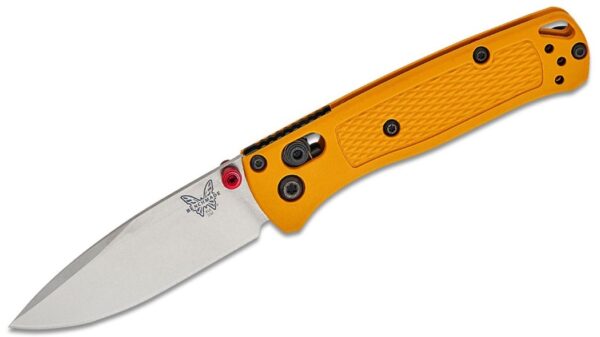 Mini Bugout AXIS Folding Knife 2.82" S30V Satin Plain Blade, Daybreak Yellow Grivory Handle 533-08