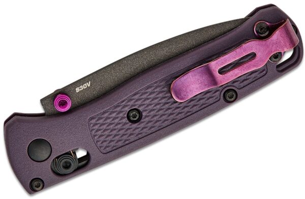 Mini Bugout AXIS Folding Knife 2.82" S30V Tungsten Gray Cerakote Plain Blade, Dark Purple Grivory Handle 533GY-09 - Image 3