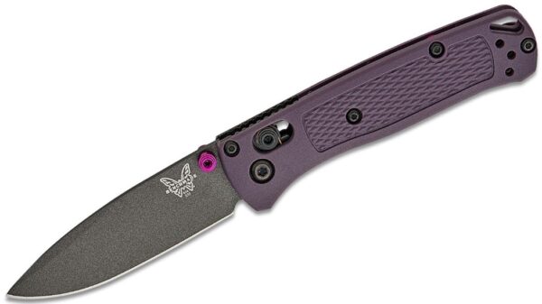 Mini Bugout AXIS Folding Knife 2.82" S30V Tungsten Gray Cerakote Plain Blade, Dark Purple Grivory Handle 533GY-09