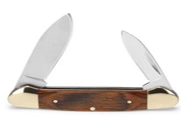 389 Canoe Folding Dual Blade Knife, Woodgrain Handle with Nickel Silver Bolsters 0389BRS-B - Image 2