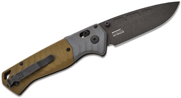 PSK AXIS-Assisted Folding Knife 3.4" CPM-MagnaCut Cobalt Cerakote Drop Point Blade, Milled OD Green G10 Handle with Gray G10 Bolsters 593BK - Image 2