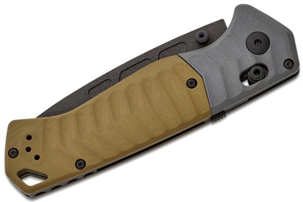 PSK AXIS-Assisted Folding Knife 3.4" CPM-MagnaCut Cobalt Cerakote Drop Point Blade, Milled OD Green G10 Handle with Gray G10 Bolsters 593BK - Image 3