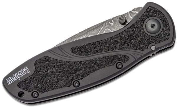 Blur Assisted Folding Knife 3.4" Damascus Blade, Black Aluminum Handle w/ Trac-Tec Inserts, Liner Lock 1670BLKDAM - Image 2