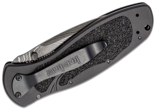 Blur Assisted Folding Knife 3.4" Damascus Blade, Black Aluminum Handle w/ Trac-Tec Inserts, Liner Lock 1670BLKDAM - Image 3