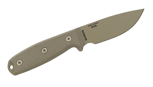 Desert Tan Plain Edge Fixed Blade Knife, Rounded Pommel, OD Green Sheath, Clip Plate ESEE-3PM-DT - Image 2