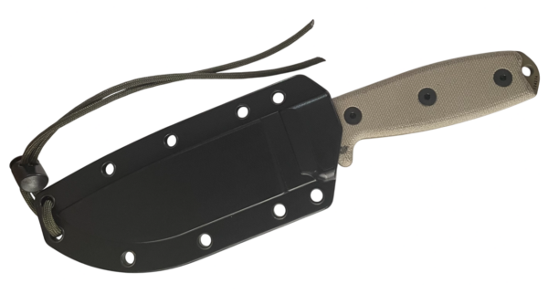 Dark Earth Plain Edge Fixed Blade Knife, Micarta Handle, Black Sheath, MOLLE Back and Clip Plate ESEE-4P-MB-DE - Image 3