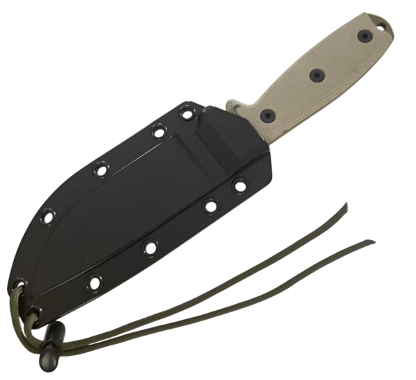 Dark Earth Plain Edge Fixed Blade Knife, Micarta Handle, Black Sheath, MOLLE Back and Clip Plate ESEE-4P-MB-DE - Image 4