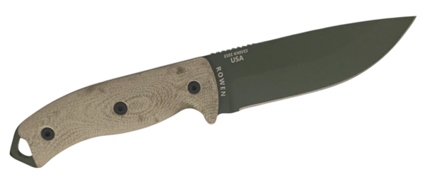 OD Green Plain Edge Fixed Blade Knife, 3D Machined Green Canvas Micarta Handle, Black Kydex Sheath, Clip Plate 5POD-017 - Image 2