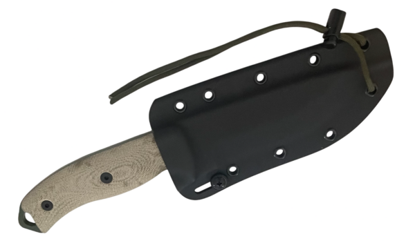 OD Green Plain Edge Fixed Blade Knife, 3D Machined Green Canvas Micarta Handle, Black Kydex Sheath, Clip Plate 5POD-017 - Image 4