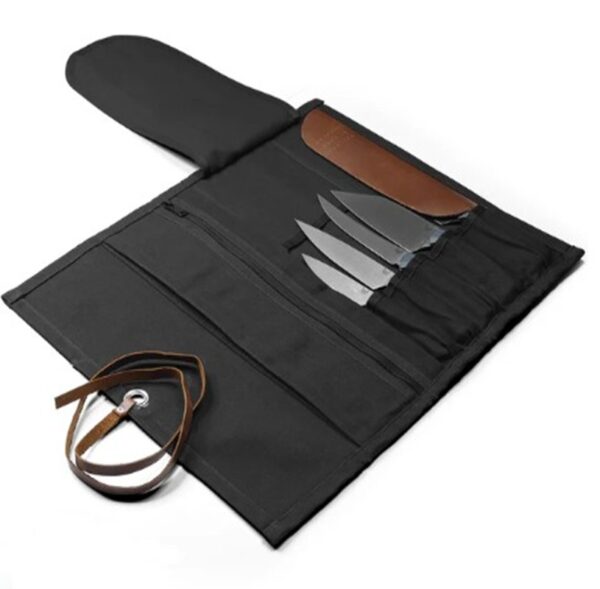 Waxed Canvas Cutlery Knife Roll, Black  50088 - Image 2