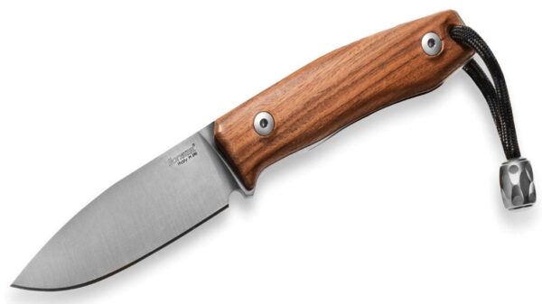 M1 ST Bushcraft Fixed M390 Drop Point Blade Knife, Santos Wood Handle, Leather Sheath LSTM1ST