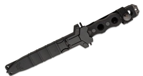 SOCP Fixed Blade Knife 7.11" CPM-3V Black Double Edge Plain Dagger Blade, Black G10 Handle, Injection Molded Sheath 185BK - Image 4