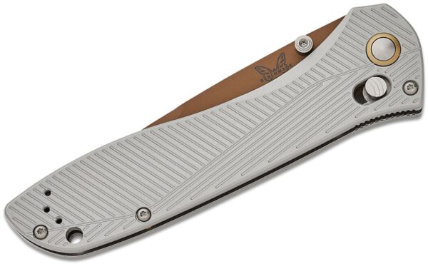 Seven | Ten Folding Knife 4" CPM-S90V Flat Earth PVD Recurve Drop Point Blade, Gray Machined Aluminum Handle, Reversible Clip, AXIS/Crossbar Lock 710FE-24 - Image 3