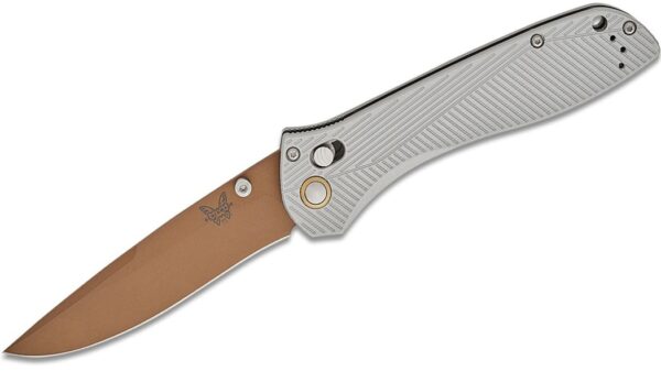 Seven | Ten Folding Knife 4" CPM-S90V Flat Earth PVD Recurve Drop Point Blade, Gray Machined Aluminum Handle, Reversible Clip, AXIS/Crossbar Lock 710FE-24