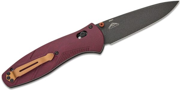 Barrage Assisted Folding Knife 3.6” CPM-S30V Stainless Steel Red Stone Richlite, Drop Point 581BK-04 - Image 2