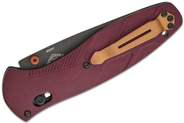 Barrage Assisted Folding Knife 3.6” CPM-S30V Stainless Steel Red Stone Richlite, Drop Point 581BK-04 - Image 4