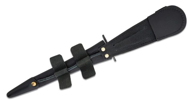 Fairbairn Sykes British Commando Dagger 6-7/8" Black Blade, Leather  Sheath SHE006 - Image 4