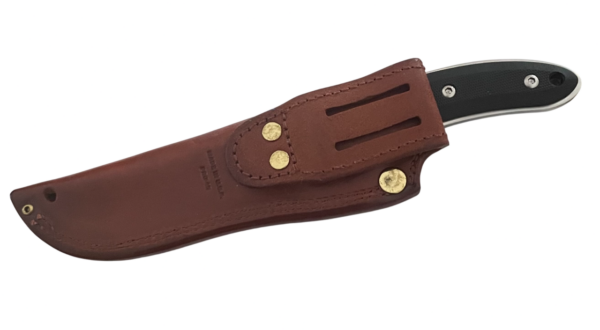 Pro Hunter Skinner Fixed Satin Blade Knife, Black Kraton Handle, Brown Leather Sheath PRO/45 - Image 3