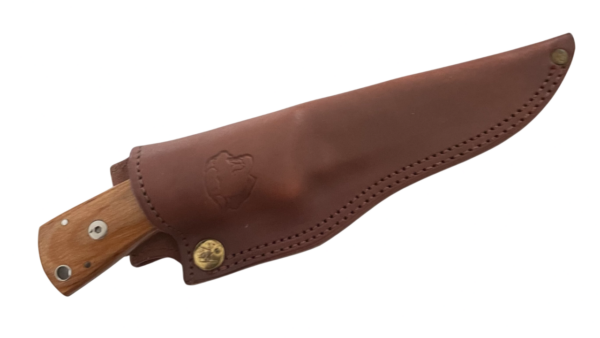 Lion King Premium 300 Satin Fixed Blade Knife Yukon Blonde Ashwood Handle, Brown Leather Sheath K300UK/BA - Image 4