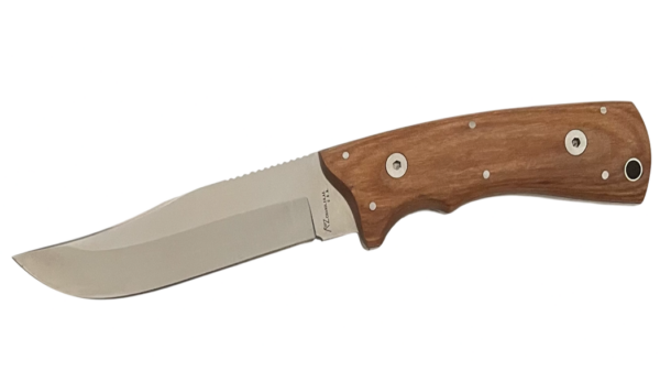 Lion King Premium 300 Satin Fixed Blade Knife Yukon Blonde Ashwood Handle, Brown Leather Sheath K300UK/BA