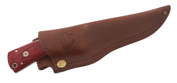 Lion King Premium 300 Satin Fixed Blade Knife Cherrywood Handle, Brown Leather Sheath K300UK/CW - Image 4