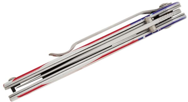 Ken Onion Leek Assisted Liner Lock Flipper Knife 3" 14C28N Bead Blast Plain Blade, USA Flag Aluminum Handle 1660USA - Image 3