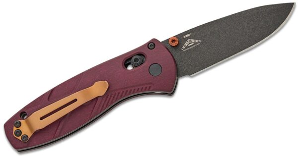 Mini Barrage AXIS-Assisted Folding Knife 2.91" S30V Black Drop Point Plain Blade, Redstone Richlite Handle 585BK-04 - Image 2