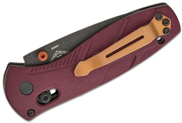 Mini Barrage AXIS-Assisted Folding Knife 2.91" S30V Black Drop Point Plain Blade, Redstone Richlite Handle 585BK-04 - Image 4