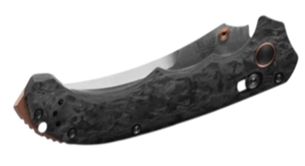 Mini Bedlam AXIS Folding Knife 3.45" S90V Satin Scimitar Blade, Marbled Carbon Fiber Handle 865-02 - Image 2