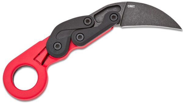 Provoke Kinematic Folding Morphing Karambit 2.47" 1.4116 Black Stonewashed Plain Blade, Red Grivory Handle 4041R - Image 2