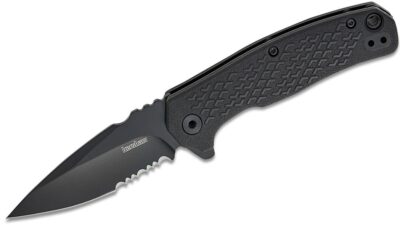 1407 Conduit Liner Lock Assisted Flipper Knife 2.9" Black Oxide Spear Point Combo Blade, Black Glass-Reinforced Nylon Handle, Reversible Clip 1407ST