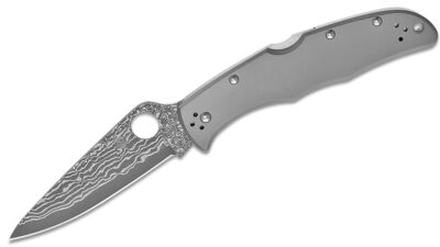 Endura Flat Ground Folding Knife 3.83" VG10 Damascus Plain Blade, Titanium Handle, Lockback C10TIPD