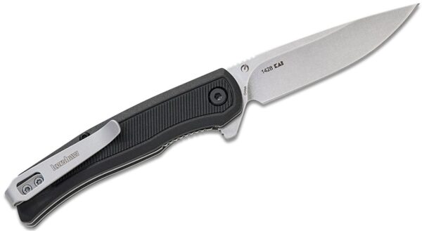 Outfield Liner Lock Assisted Flipper Knife 2.8" Stonewashed Drop Point Blade, Black Glass-Filled Nylon Handle, Reversible Clip 1428 - Image 2