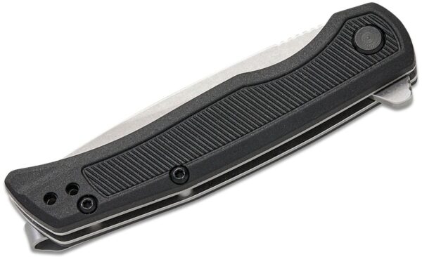 Outfield Liner Lock Assisted Flipper Knife 2.8" Stonewashed Drop Point Blade, Black Glass-Filled Nylon Handle, Reversible Clip 1428 - Image 3