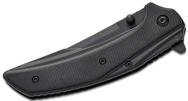Outright Frame Lock Assisted Flipper Knife 3" Black PVD Upswept Combo Blade, Black G10 and Stainless Steel Handle  8320BLKST - Image 3