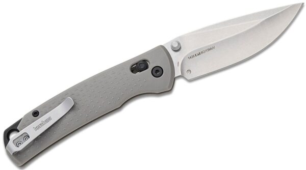 Sequence DuraLock KVT Folding Knife 3.32" Stonewashed Drop Point Blade, Gray Glass-Reinforced Nylon Handle, Reversible Clip, AXIS/Crossbar Lock 1426 - Image 2