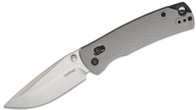 Sequence DuraLock KVT Folding Knife 3.32" Stonewashed Drop Point Blade, Gray Glass-Reinforced Nylon Handle, Reversible Clip, AXIS/Crossbar Lock 1426